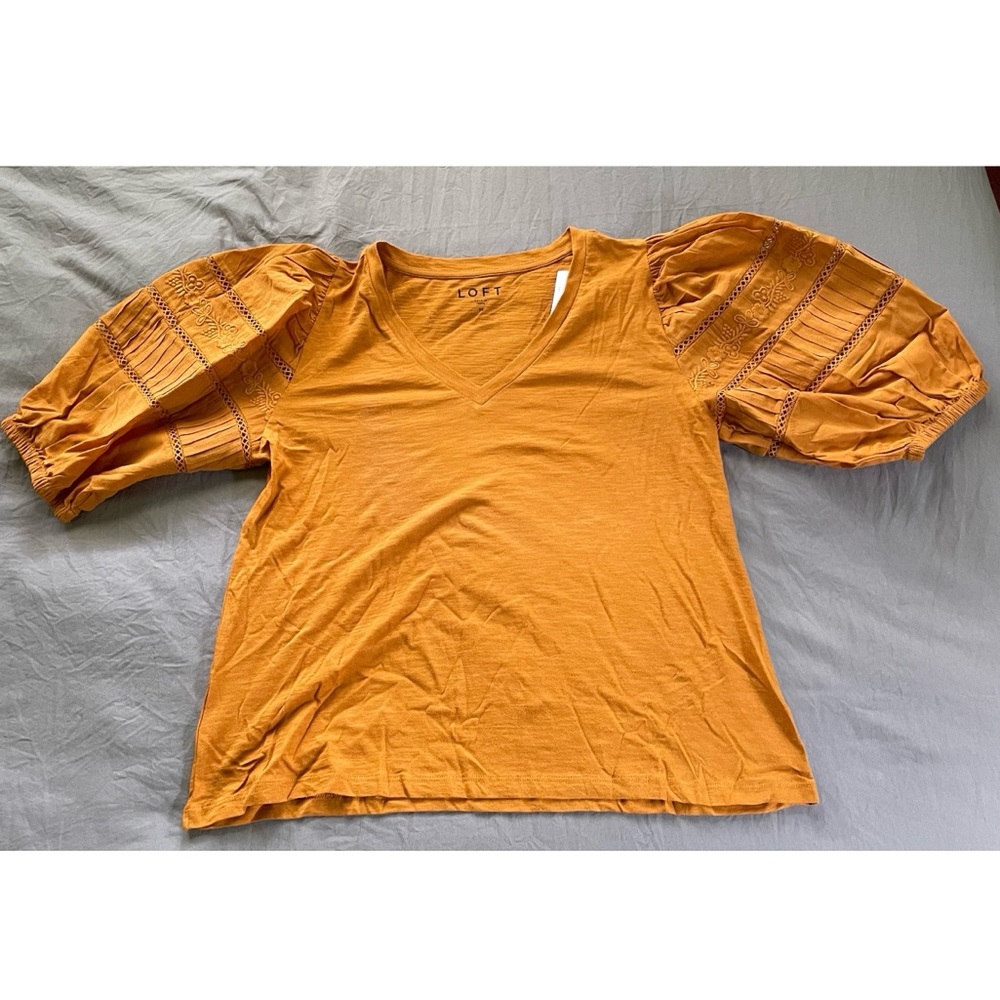 BNWT LOFT Embroidered Peasant Tee